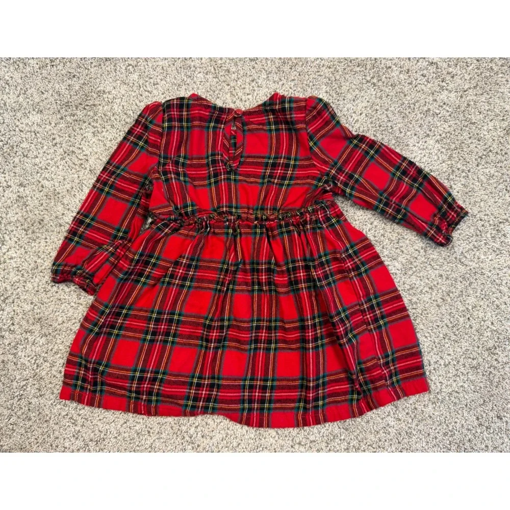 Old Navy Plaid Dress Baby Girl‎ 12-18M Red Excellent Holiday Tartan Long Sleeve